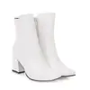 Botas Curtas de Comércio Exterior Novas para Outono e Inverno Femininas, Salto Grosso, Bico Quadrado, Cano Curto, Simples e Versátil, Disponível em Vários Tamanhos, Botas de Couro Tendência 902