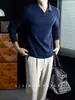 ¡Elegante sin esfuerzo! Camisa polo casual de manga larga con cuello en V para hombre, resistente a las arrugas, simple, de alta gama y perfecta como capa base para otoño e invierno