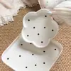 Belleza atemporal - Set de platos de cena de cerámica pintados a mano con lunares de alta estética para uso doméstico, exquisito para platos de desayuno, ensalada de verduras y postre