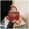 Bolso de Mano Mini Elegante de Alta Gama para Niñas, Cruzado de Hombro Versátil de Nicho a Cuadros de Lana