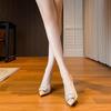 Zapatos de Hada con Falda Tacón de Aguja Hebilla Cuadrada Pedrería Puntiagudos Citas Tacones Altos de Mujer Primavera y Otoño 2025 Combinación Total para el Trabajo