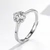 Anillo ajustable de boca suelta apilado Ángel 50 imitación diamante circonita Anillo de boda de cabeza de vaca de 1 quilate seis garras para mujer
