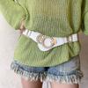 Cinturón con hebilla de diamantes de imitación para mujer, estilo ins, cinturón ancho, decoración, moda europea y americana, estilo punk, cinturón de jeans a juego.