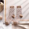 Calcetines de Media Caña de Otoño e Invierno para Niños Estilo Japonés Vintage Estilo Étnico Calcetines Marrones Moda Coreana Calcetines de Algodón de Tubo Largo Modernos