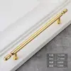Armario Moderno Simple Estilo Nórdico Puerta Manija de Cajón Color Cobre Dorado Manija Larga Sólida de Aleación de Aluminio Americana para Gabinete