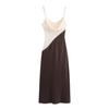 Z Verão Feminino Europeu e Americano Novo Estilo Sexy Decote V Comprimento Médio Alça Espaguete Emenda Vestido Midi 5029116