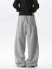 Pantalones casuales retro holgados de color gris O-sport con buena caída, pantalones deportivos de pierna ancha curvada estilo americano para hombre en tallas grandes