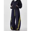 Calça Jogger de Moletom Plus Size 150kg com Três Listras, Perna Larga, Curva, para Homens e Mulheres, Fina para Primavera e Verão, High Street, Hip-Hop, Casual, Esportiva