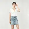 Yidi Exportado a Singapur Camiseta de Malla de Manga Corta Ajustada con Cuello en V Verano Ins Nuevo Estilo Coreano Elegante Ropa para Mujer