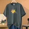 Playera de Algodón Pesado de 260g para Mujer de Manga Corta Verano Trendy Top Holgado Algodón Manga Media Playera Nicho Sentido de Alta Gama