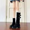 Botas longas empilhadas, botas femininas versáteis, nova coleção outono/inverno 2026, botas que aumentam a altura com solas grossas removíveis e saltos robustos, adequadas para ciclismo