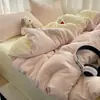 Juego de ropa de cama de grado A para bebé y maternidad, color liso simple, sábana de algodón lavado, funda de edredón y funda de almohada, ultrasuave, adecuado para dormitorios, juego de tres piezas