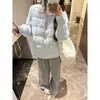 2026 Chaqueta Corta de Algodón con Parches en Manga Tejida para Mujer Cuello Alto Petite Ligera Diseño Coreano Ropa Exterior de Estudiante Abrigo de Algodón