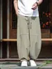 Pantalones holgados de verano para hombre, estilo chino, pierna ancha holgada, pantalones largos ligeros, pantalones de paracaidista estilo L, secado rápido