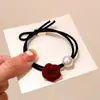 Diadema Retro Francesa de Cabeza de Rosa de Aspecto Elevado y Elegante Banda de Goma de Perlas de Alta Elasticidad Cuerda para Cola de Caballo para Mujer Accesorios para el Cabello