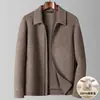 Jaqueta Masculina Outono/Inverno 2026, Gola Reversível, Versão com Zíper, 100% Lã, Estilo Business para Jovens e Meia-Idade, Estilo Old Money, Casaco Curto, Tendência