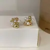 Pendientes de Flor de Perla y Circonita Estilo Francés para Mujer Lujo Ligero Elegantes de Moda Perceptibilidad de Gama Alta Pendientes Versátiles Pendientes