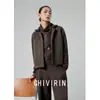 Jaqueta Curta Nova Baunilha Café Outono/Inverno 2026 para Mulheres com Design Único, Gola Reversível, Mangas Longas, Sem Botões, Top Moderno e Versátil
