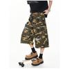 Pantalones Capri Camuflaje de Pierna Ancha con Parches Rotos Estilo Americano para Hombre y Mujer Vibra Verano 2025 Casual Cool Sobre la Rodilla Cargo