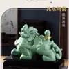 Jingdezhen 4kg Verde Sombra Pixiu Botella de Vino Olla de Vino Casa del Pueblo Vino Suelto Sellado Botella para Remojar Tarro de Vino Adorno de Colección