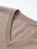 Suéter de cachemira con cuello en V para hombre, 100% cachemira pura, jersey casual de negocios, corte holgado, camiseta básica de cachemira de color liso