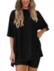 2026 Verano Nuevo Transfronterizo Europeo y Americano Amazon Comercio Exterior Moda Casual Color Sólido Holgado Conjunto de Pijama para Mujer
