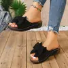 Sandalias de cuña de una tira de comercio exterior europeo y americano, sandalias de suela gruesa con lazo de talla grande para mujer, sandalias de color liso de moda transfronterizas