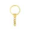 Argola de Chaveiro 30mm Quadrada Pendurada Cabeça de Liga com Corrente de Quatro Seções Chaveiro Deslizante para Carro Argola Plana Pingente de Chaveiro