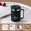 Taza de Acero Inoxidable 304 con Tapa y Cuchara, Taza de Café de Alta Estética con Separador de Té, Taza Portátil para Oficina, Regalo
