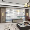 Revestimiento de Pared Paisaje Estilo Chino Nuevo Fondo de Pared para TV Papel Tapiz Lujo Ligero Sala de Estar Sofá Papel Tapiz de Película Mural Sin Costuras