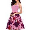 L8039 comércio exterior transfronteiriço Dia dos Namorados Europeu e Americano elegante colete feminino costura estampa de coração vestido de balanço grande