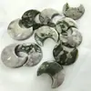 Adornos de Luna Tallados en Cristal Natural de Venta Caliente Transfronterizos, Colgantes de Media Luna No Porosos, Accesorios para Collares DIY