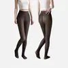Meias calças plus size transparentes para a pele com fleece para mulheres, para outono e inverno, calça de uma linha no entrepernas, atacado