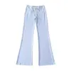 Pantalones de Yoga Elegantes para Mujeres con Curvas, Estilo Americano Otoñal de Alta Elasticidad Adelgazantes Acampanados con Cordón Deportivo