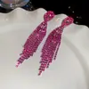 Pendientes de Borla con Forma de Gota de Agua Tachonados de Diamantes Estilo Corte Europeo y Americano, Pendientes de Lujo Ligero de Gama Alta, Accesorios de Oreja Exagerados de Moda y Únicos