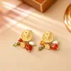 Brincos de Pérola de Água Doce Natural e Pedra Natural, Brincos Coloridos com Design Criativo Dopamina para Mulheres, Brincos de Moda de Alta Qualidade