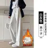 Calça de Moletom Esportiva Grossa para Primavera e Outono para Mulheres 2026 Nova Calça de Algodão Grossa e Quente para Figuras Baixas Calça Casual Reta de Perna Larga