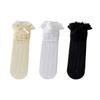 Calcetines de encaje con puños de encaje para mujer, finos, estilo ballet Lolita, JK, con lazo, largos, de tubo, hasta la rodilla, de verano