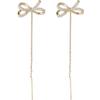 Pendientes de plata 925 con borla larga y lazo de circonita, elegantes, ligeros, de lujo, sencillos, estilo retro.