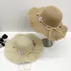 Sombrero de Paja de Playa de Ala Ancha para Mujer Verano Viajes a la Costa Vacaciones Protección Solar Guirnalda Sombrero para el Sol Sombrero para el Sol de Ciclismo al Aire Libre