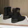 Botas Curtas de Tamanho Grande, Estilo Outono e Inverno, Botas Femininas Estilo Retro Martin, Salto Grosso, Cadarço Preto, Sapatos Femininos de Cano Curto com Bico Quadrado, Salto Baixo, Casual e Versátil