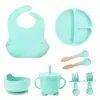Vajilla Redonda de Silicona para Niños con Ventosa Vajilla de Silicona Plato de Cena de Silicona para Niños Plato con Compartimentos para Alimentación de Bebés