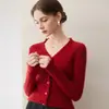 Cárdigan de Cachemir para Mujer Cuello Acanalado Manga Larga Suéter Tejido Holgado Prendas de Abrigo Adelgazante Casual Prendas de Abrigo de Lana Versátil