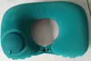 Almohada inflable en forma de U para el cuello, artefacto de viaje, plegable, portátil, con flocado, con soplado de aire, en forma de U