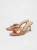 Sandalias de Tacón Alto con Punta Abierta y Punta Fina para Mujer, Tacones de Aguja, Zapatillas de Tacón Alto Peep-Toe de Una Sola Correa Simple Color Champaña, Suministro Transfronterizo