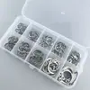 Caja de 100 piezas Anillos de retención de acero inoxidable 304 para ejes Anillos de retención tipo C Multiespecificación M8-M18 Anillos de retención elásticos