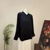 [Li] Nueva camisa base de jacquard estilo chino con cuello alto, corte holgado, nueva colección otoño 2026, con estilo nacional, a la moda, sencilla y de color liso