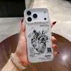 Diseño de Corazón tipo Boceto Adecuado para Apple 15 Plus, Funda de Teléfono Transfronteriza 16 Pro Max, Marca de Nicho iPhone 17, Trendy 13, Trendy 14
