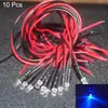 10 PEÇAS DC 5-12V Pré-Fio Lâmpada LED 5mm Diodos Emissores Pré-Fio Transparente Amarelo Azul Verde Branco Vermelho