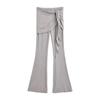 Estilo europeo y americano chica guapa sexy micro-pantalones con cordones 2025 primavera nuevo diseño cintura alta elásticos casuales pantalones acampanados